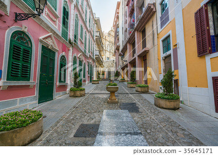 Scenic street in the old town in Macau, China. 35645171