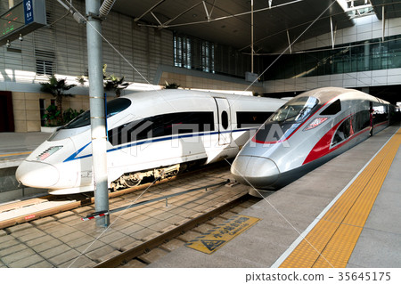 High-speed trains at Beijing South Railway Station High-speed trains at Beijing South Railway Station 35645175