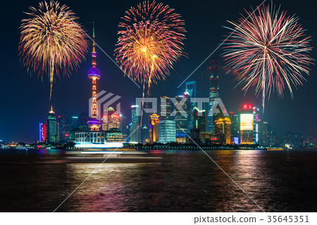Fireworks in Shanghai, China Fireworks in Shanghai, China 35645351