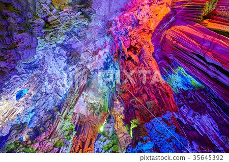 The Reed Flute Cave in Guilin, China. 35645392