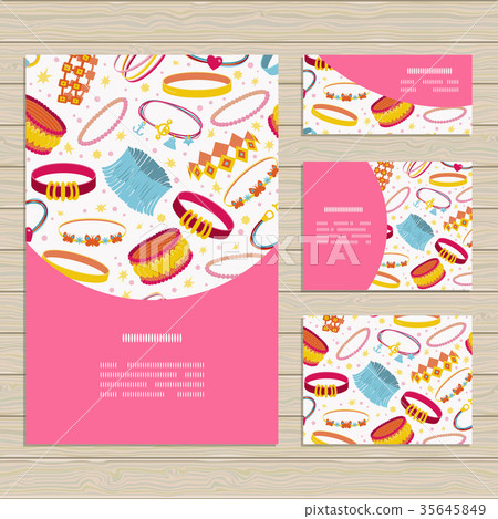 Set of cards on jewelry accessories theme. 35645849