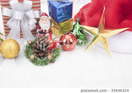 Christmas background with decorations gift box  35646324