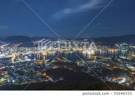 Night view of Nagasaki from Inasa mountain 35646553