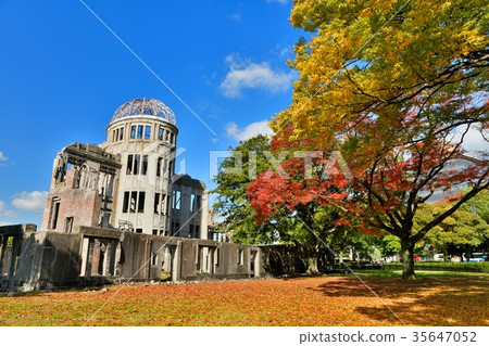 秋季廣島和平公園的原子彈圓頂 35647052