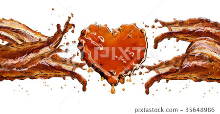 Heart from cola splash with bubbles isolated on Heart from cola splash with bubbles isolated on 35648986