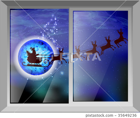 New Year and Santa Claus on deer in the background - Stock Illustration ...