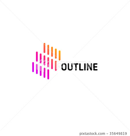 Isolated line chip art logo template. Abstract - Stock Illustration ...