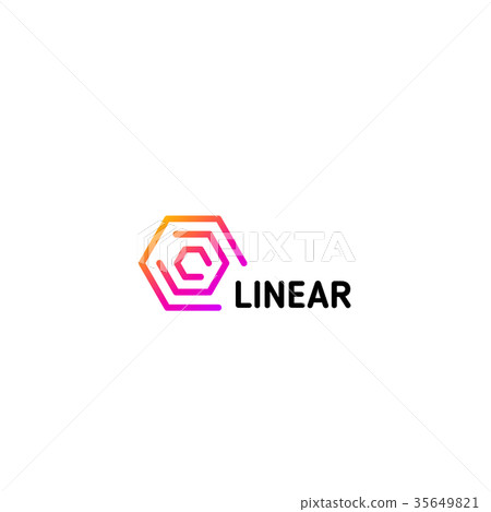 Isolated line art logo template. Abstract linear 35649821