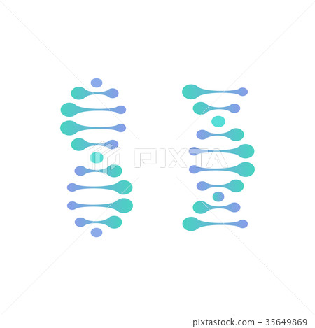 Abstract DNA molecule vector logo. Turquoise and 35649869