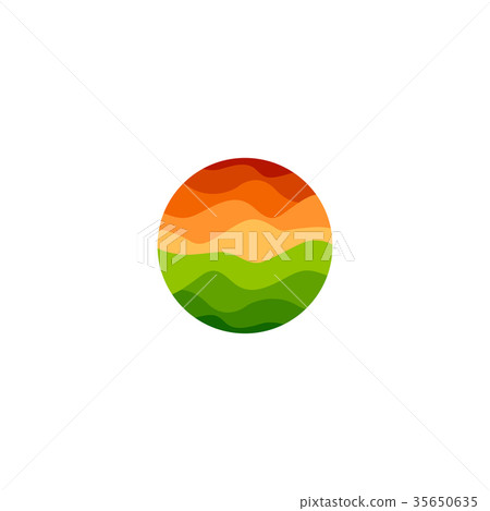 Isolated abstract orange and green color round 35650635