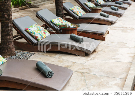 Sunbeds near pool Sunbeds near pool 35651599