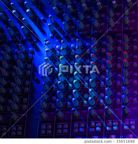 Sound music mixer control panel on colourful light Sound music mixer control panel on colourful light 35651698