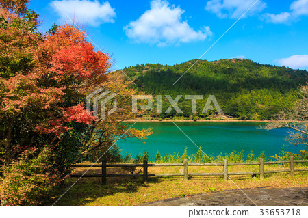 Unzen Oshidori pond and colored leaves 35653718