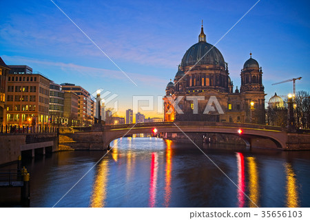 Berlin Cathedral on Spree river at night, Berlin 35656103