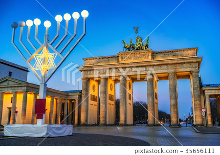 Brandenburg gate and hanukkah menorah Brandenburg gate and hanukkah menorah 35656111