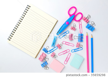 Stationary concept, Flat Lay top view Photo Stationary concept, Flat Lay top view Photo 35659298