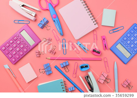 Stationary concept, Flat Lay top view Photo Stationary concept, Flat Lay top view Photo 35659299
