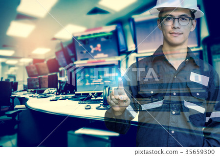 Double exposure of Engineer or Technician man Double exposure of Engineer or Technician man 35659300