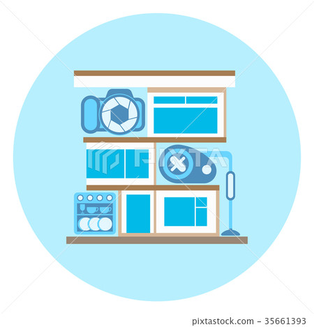 Smart Home Technology Icon On Blue Background Smart Home Technology Icon On Blue Background 35661393