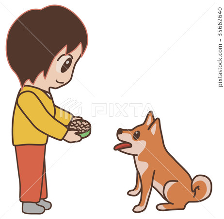 等待米婦女的狗給米 等待米婦女的狗給米 35662640