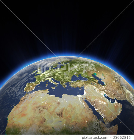 Europe city lights at night 3d rendering - Stock Illustration [35662815 ...