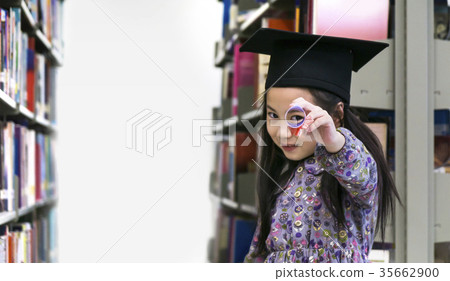 cute girl with graduation cap and diploma 35662900