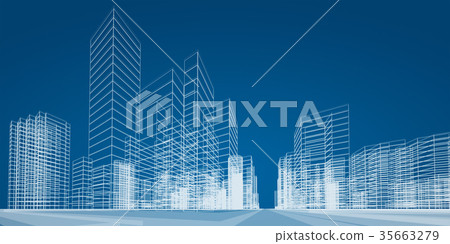 City scene 3d rendering 35663279