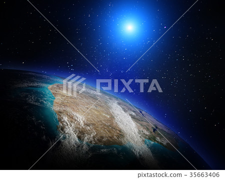 Planet from space 3d rendering 35663406