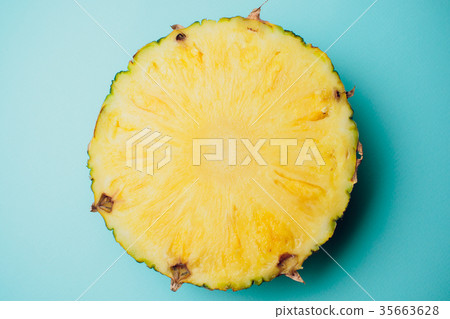 isolated on a colored background, fresh pineapple isolated on a colored background, fresh pineapple 35663628