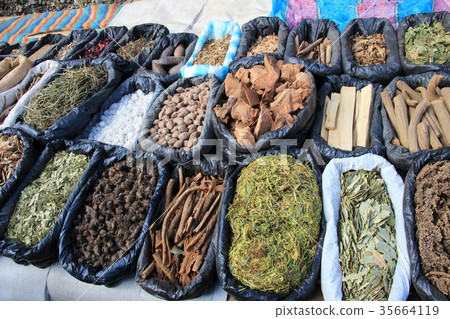 Alternative medicine fresh herbs and ingredients 35664119