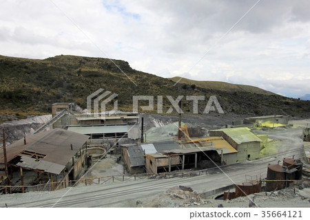 Sulfur mine and mining industry, vulcano Purace 35664121
