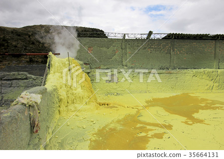 Sulfur mine and mining industry, vulcano Purace 35664131