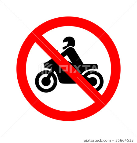 No motorcycle forbidden sign on white 35664532