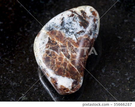 tumbled Eudialyte in syenite stone on dark 35666287