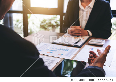 Two businessmen at work, Business crew working with new startup 35667264