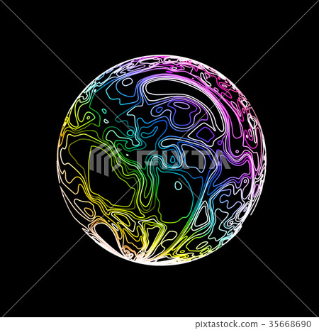 Sphere in the form of lines. Marble style ink 35668690