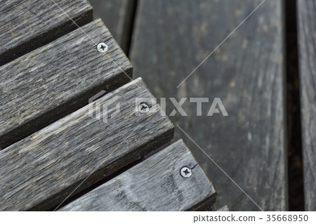 A row of stylish deck chairs . wooden board 35668950