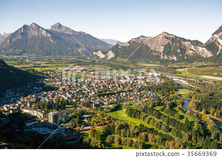 Panorama of the city of Bad Ragaz in Switzerland Panorama of the city of Bad Ragaz in Switzerland 35669369
