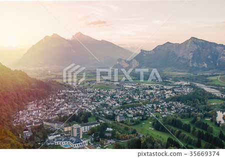 Panorama of the city of Bad Ragaz in Switzerland Panorama of the city of Bad Ragaz in Switzerland 35669374
