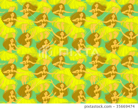 Seamless pattern with beautiful Hawaiian girl Seamless pattern with beautiful Hawaiian girl 35669474