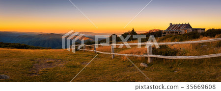 Sunset above Craigs Hut  in the Victorian Alp 35669608