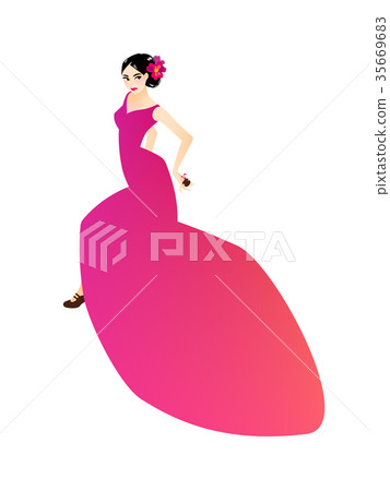 Illustration of a woman dancing flamenco 35669683