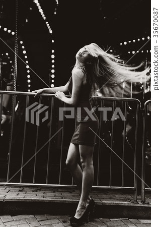 Beautiful sexy and happy woman blonde  35670087