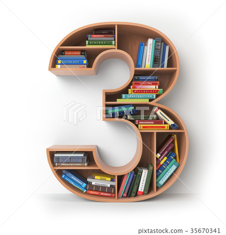 Number 3 three. Alphabet in the form of shelves Number 3 three. Alphabet in the form of shelves 35670341