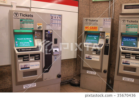 Boston landscape, subway ticket vending machine (US) 35670436