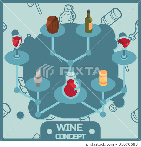 Wine color isometric concept icons 35670688