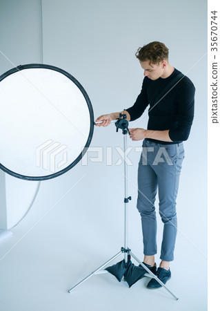 backstage photo studio equipment workspace concept 35670744