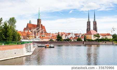 panorama with churches and Ostrow Tumski, Wroclaw 35670966