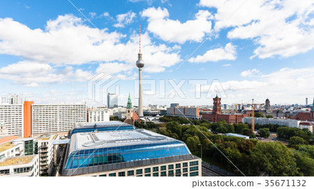 panoramic view of Berlin city with TV tower 35671132