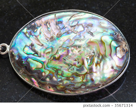 pendant from Abalone (haliotis) shell on dark 35671314